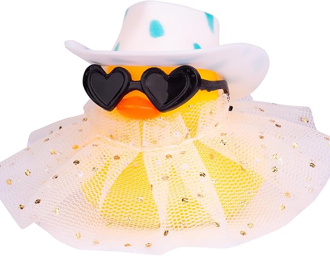 Car Rubber Duck Ornament Cute Duck Car Dashboard Decoration Accessories with Mini Hat Sunglasses and Skirt for Car Dashboard Decoration Accessories(AA4), JJ075E4