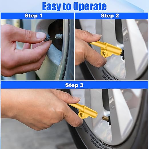 10-Pack Dual Head Tire Pressure Gauge – Heavy Duty 10-150 PSI Air Pressure Gauge with Stainless Steel Body, Metal Nozzle & Durable Plated Brass – for Cars, Trucks, Bikes, RVs (Gold)