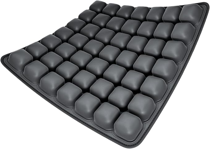 49-Cell Air Bubble Inflatable Seat Cushion with Built-in Pump - 50-100% Adjustable Firmness - 360° Breathable Cooling - TPU+Spandex, Anti-Slip Base - 40×40×3 Portable Travel & Office Cushion