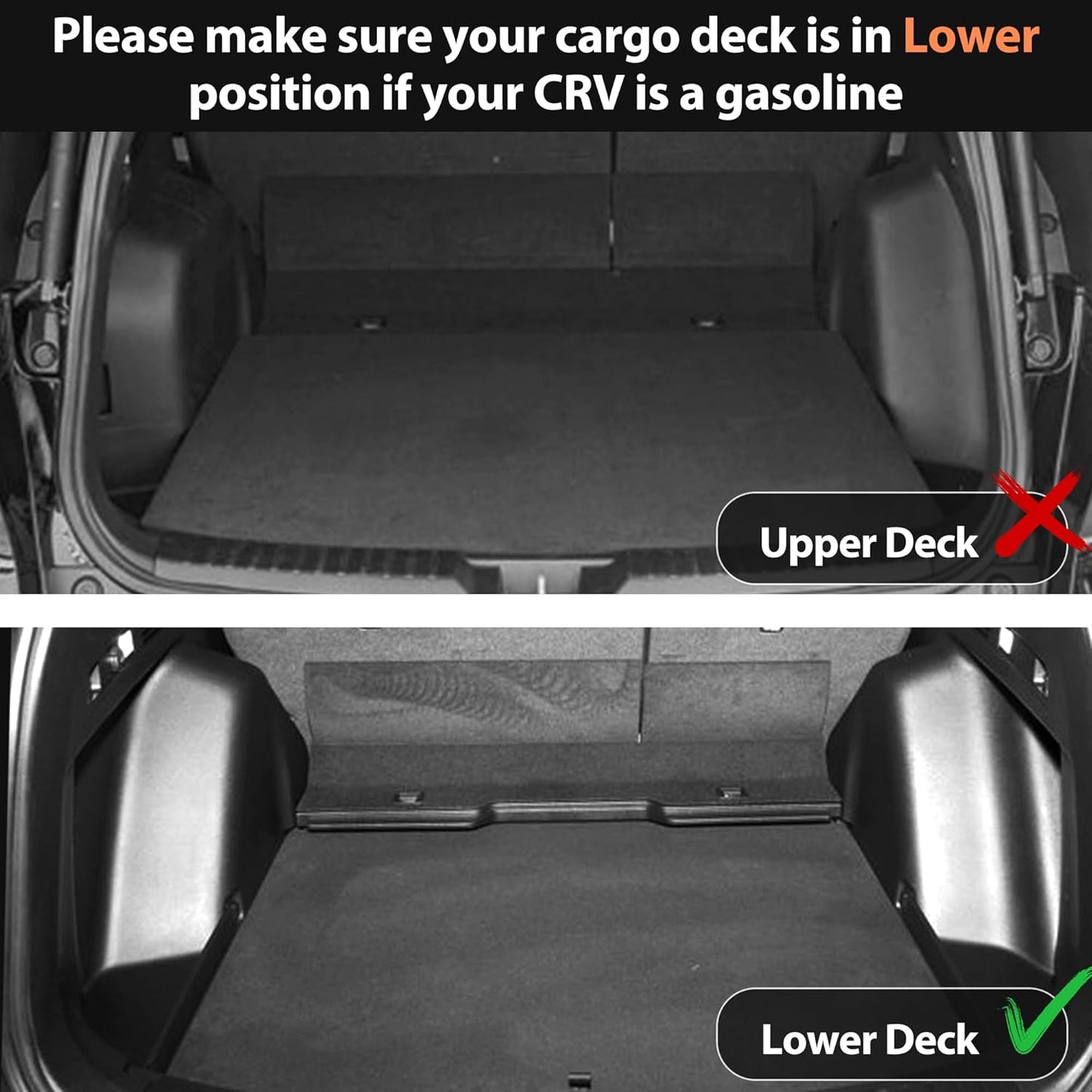 Auxko All Weather Cargo Liner Fit for Honda CRV 2023 2024 2025 2026 (Non Hybrid) Lowest Position TPE Rubber Liners CRV Accessories All Season Guard Odorless Anti-Slip Cargo Mat Black