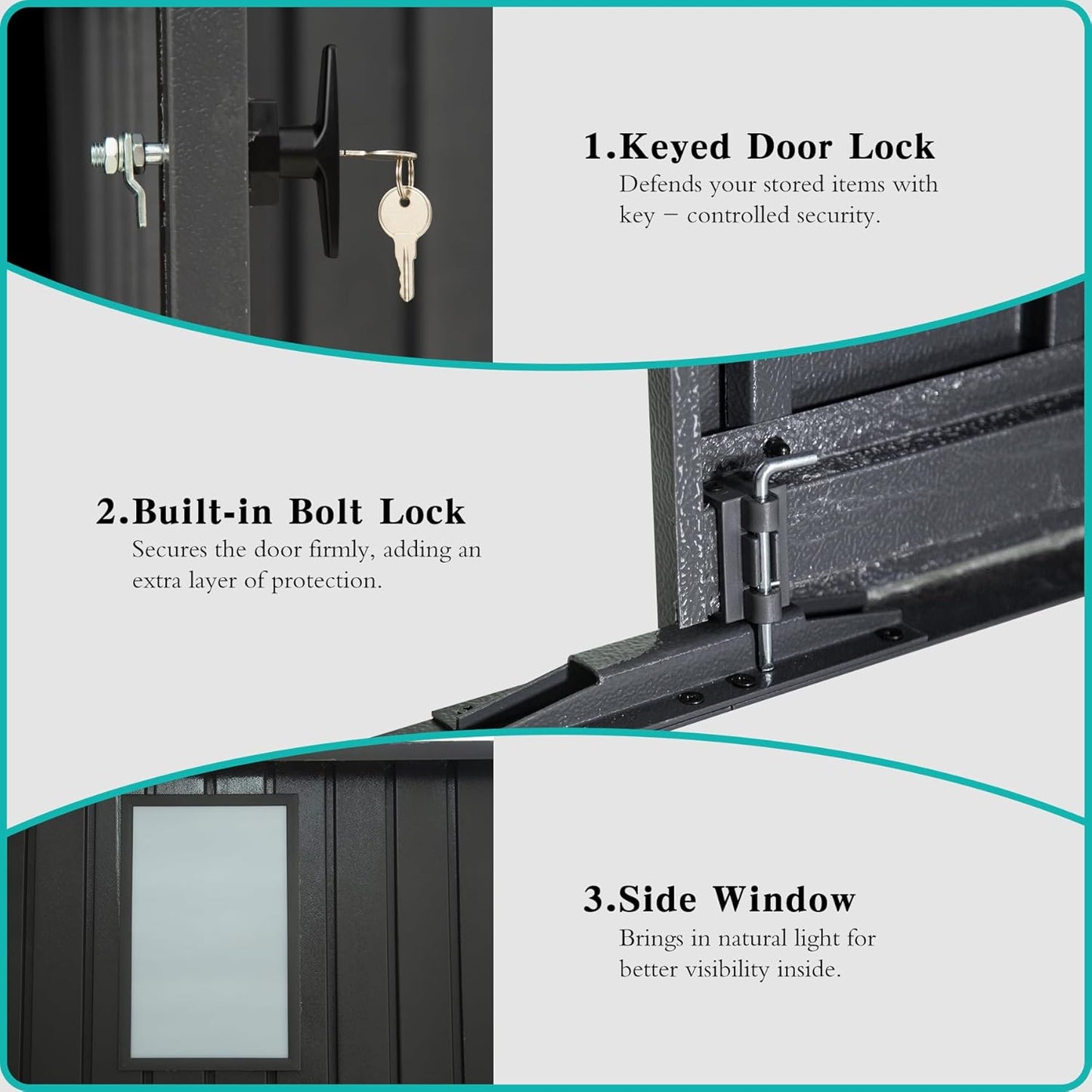 Domi 12x15FT Outdoor Metal Garage Shed, Extra Large Carport with Skylights & Dual-Entry, Backyard Storage Shed for Car, Truck, Lawn Mower and Tool, Dark Grey