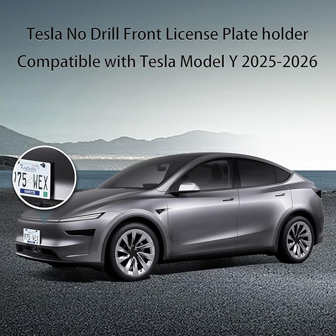2026 2025 Tesla Model Y Front License Plate Holder(No Drill, Custom Lock) License Plate Frame for 2025 Tesla Model Y