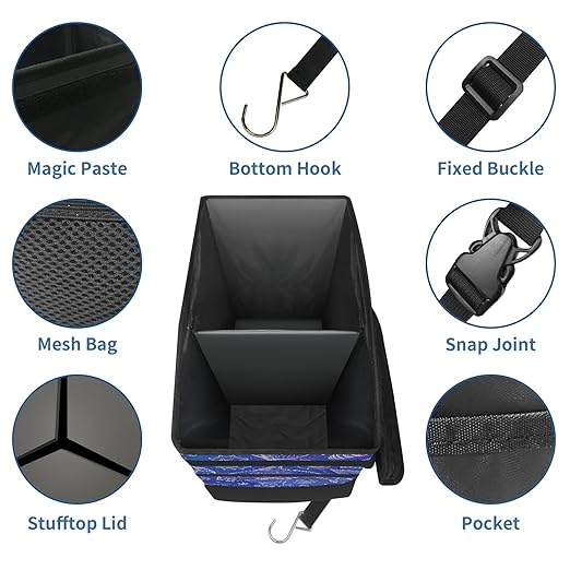 Car Trash Can Purple Whale Seashell Large Storage Garbage Can with Lid Hanging for Back Seat Leakproof Automotive Vehicle Trash Bin