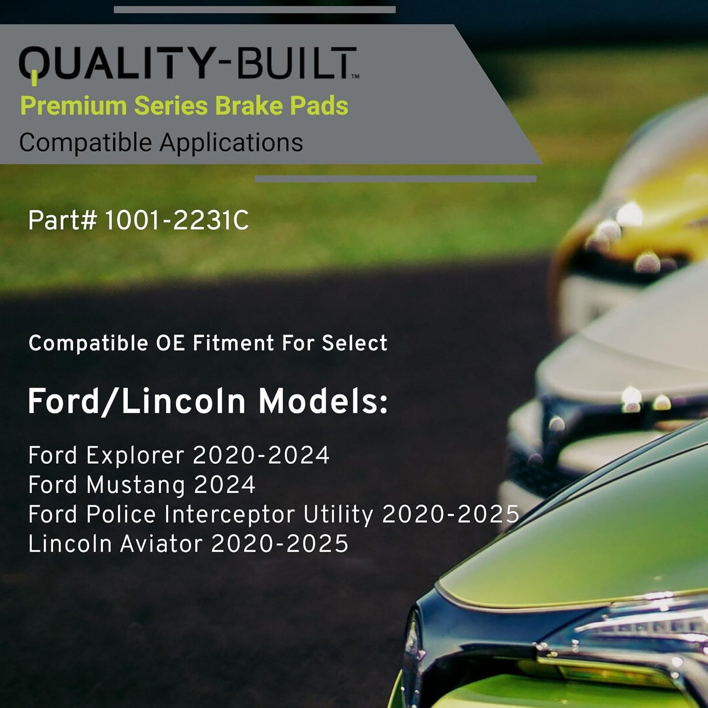Premium Ceramic Rear Brake Pads (1001-2231C) Compatible with Ford Explorer 2020-2024, Ford Mustang 2024-2024, Ford Police Interceptor Utility 2020-2025, Lincoln Aviator 2020-2025
