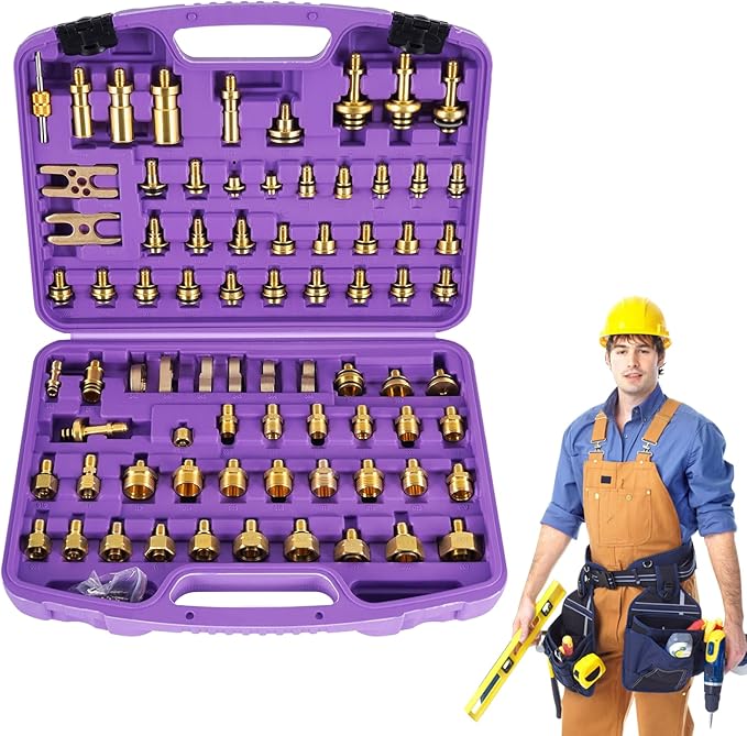 YJINGRUI 77 PCS Automotive Air Conditioner Leak Test Kit, Auto air Conditioning Repair Tools, Air Conditioning Leak Detector, Universal Car & Truck Refrigerant Leak Testing Kit