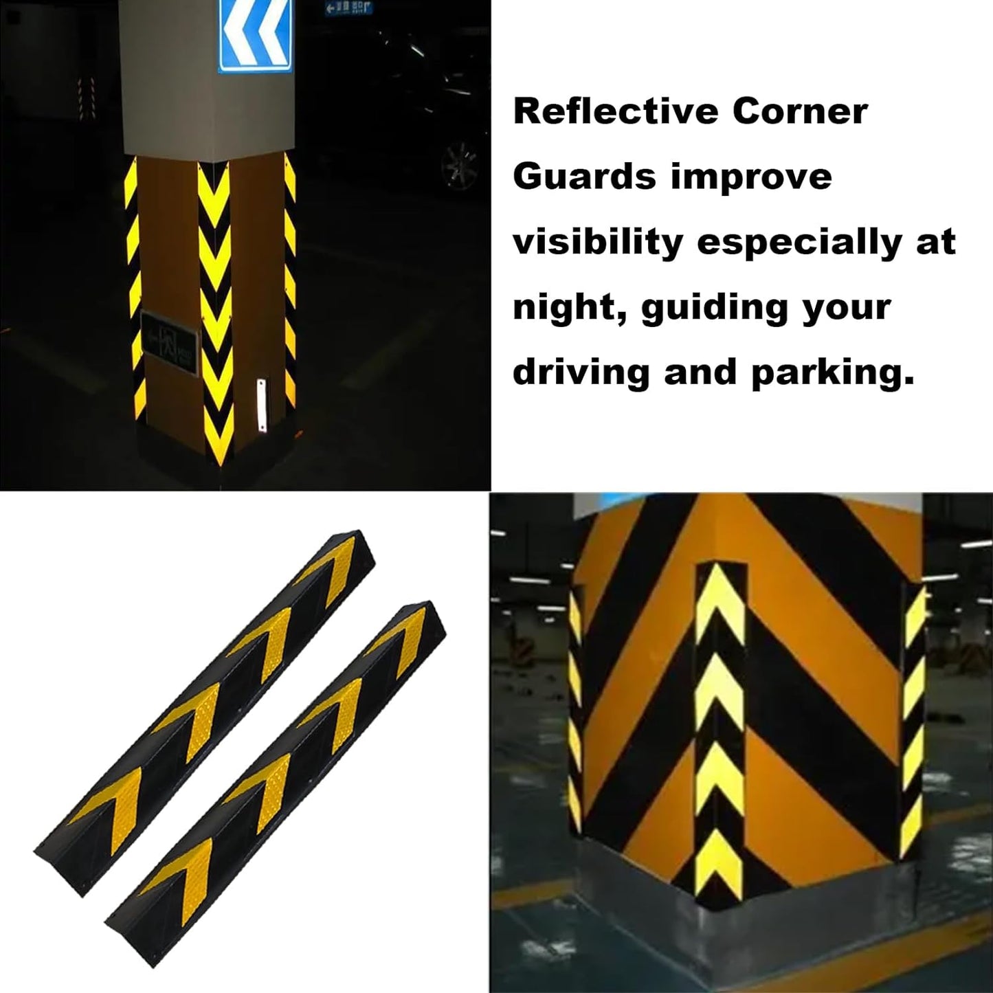 27" Rubber Garage Wall Protector Corner Guard for Parking Lot Warehouse Edge, 6 Packs