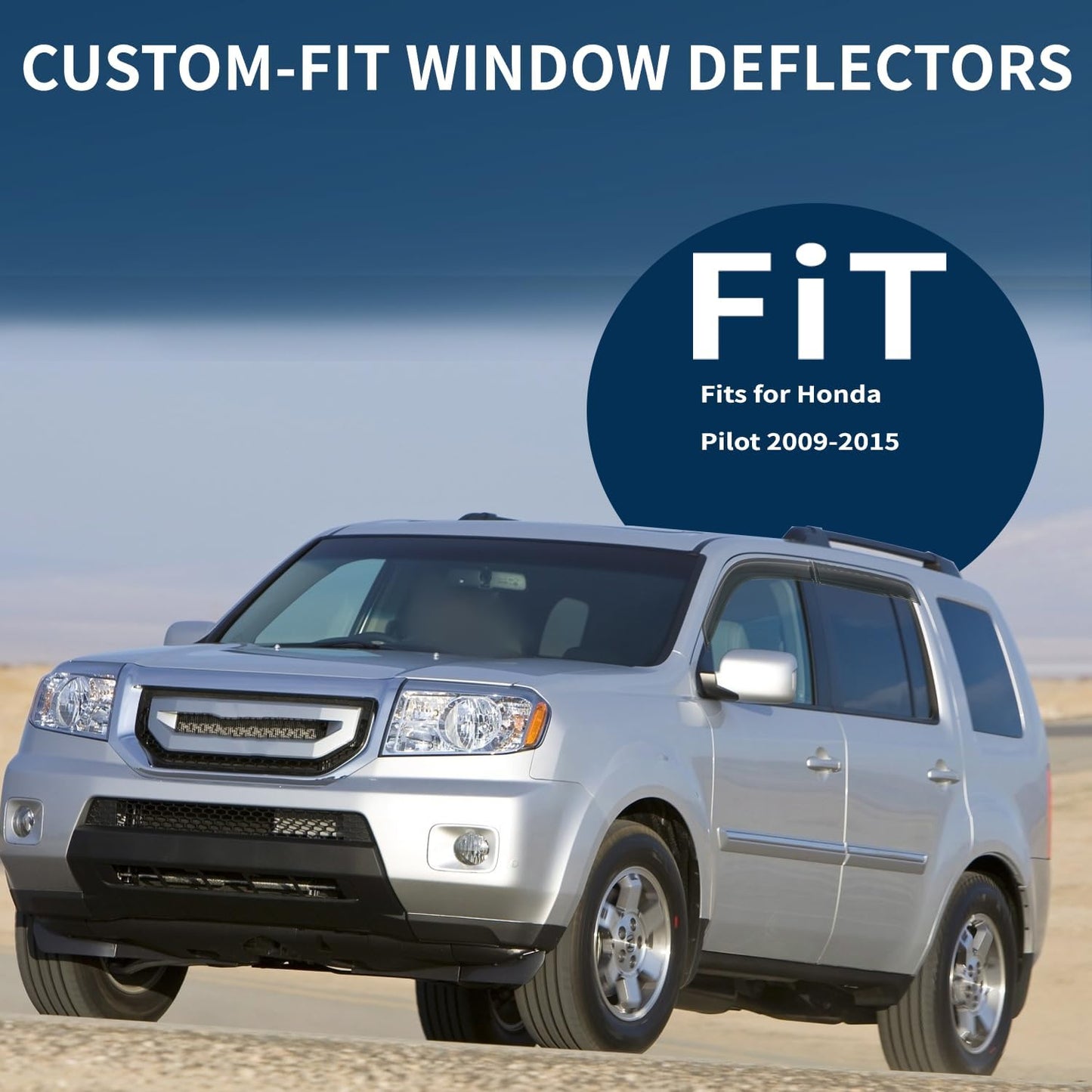 4PCS Rain Guards Window Visors Fits for 2009-2015 Honda Pilot, Outside Mount Durable Vent Visors Shade, Front & Rear Wind Deflector, 2009 2010 2011 2012 2013 2014 2015