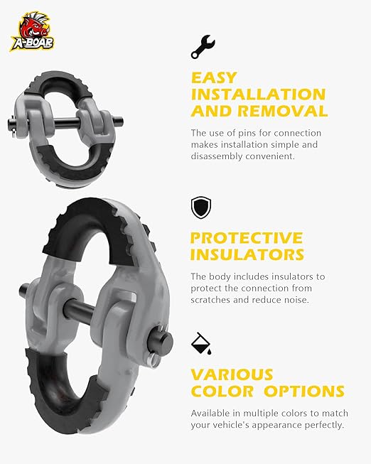1/2 Safety Chain Connector Link, 12000lbs Capacity, 2pack Hammerlock Coupling Link for Trailer Chains Connect, G80 Drop Forged Alloy Steel Tow Hitch Safety Chain Connector Link, Grey