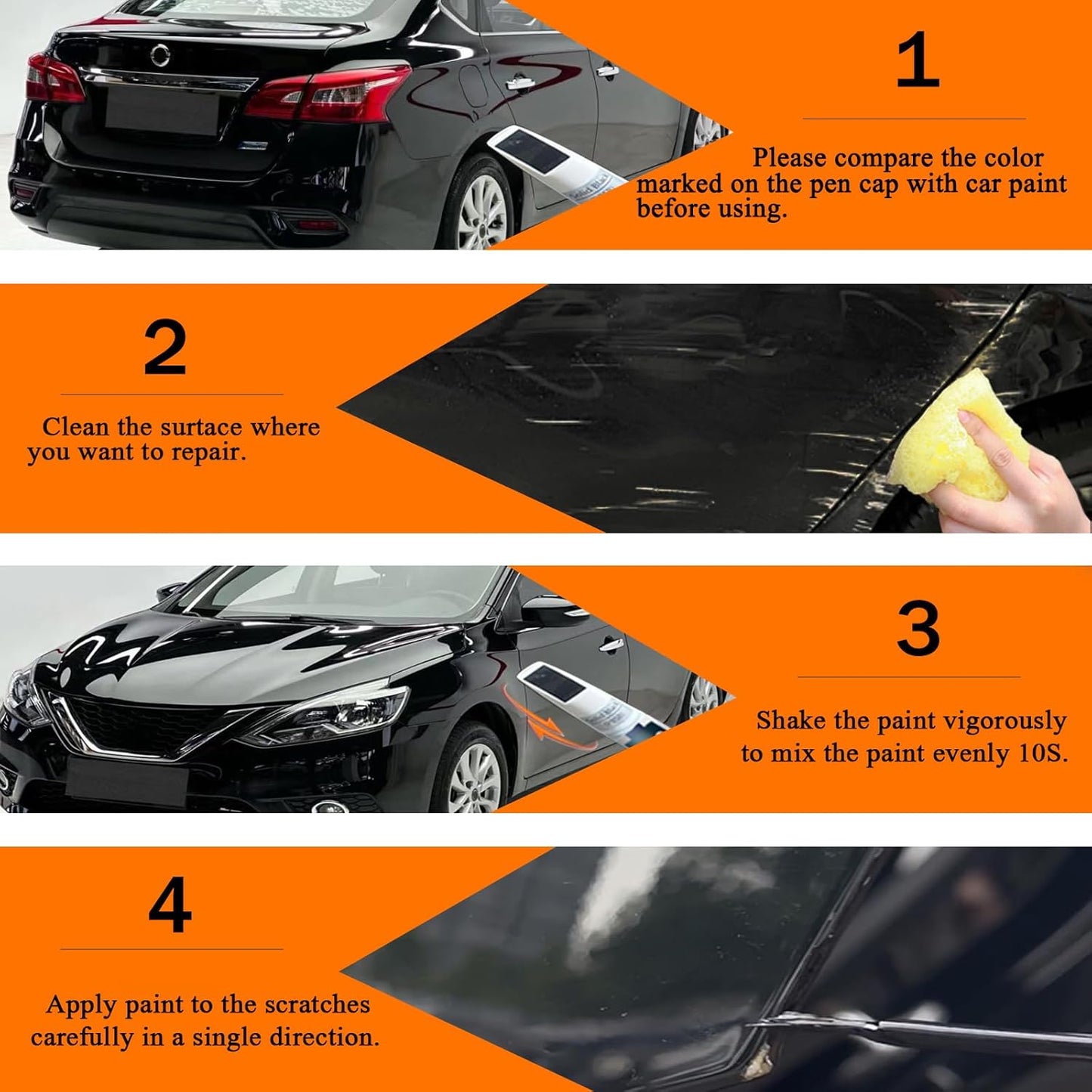 KH3 Black Obsidian/Super Black Touch Up Paint for Nissan, Car Paint Pen Scratch Repair Two-In-One Touch Up Paint, Premium Car Scratch Remover for Deep Scratches