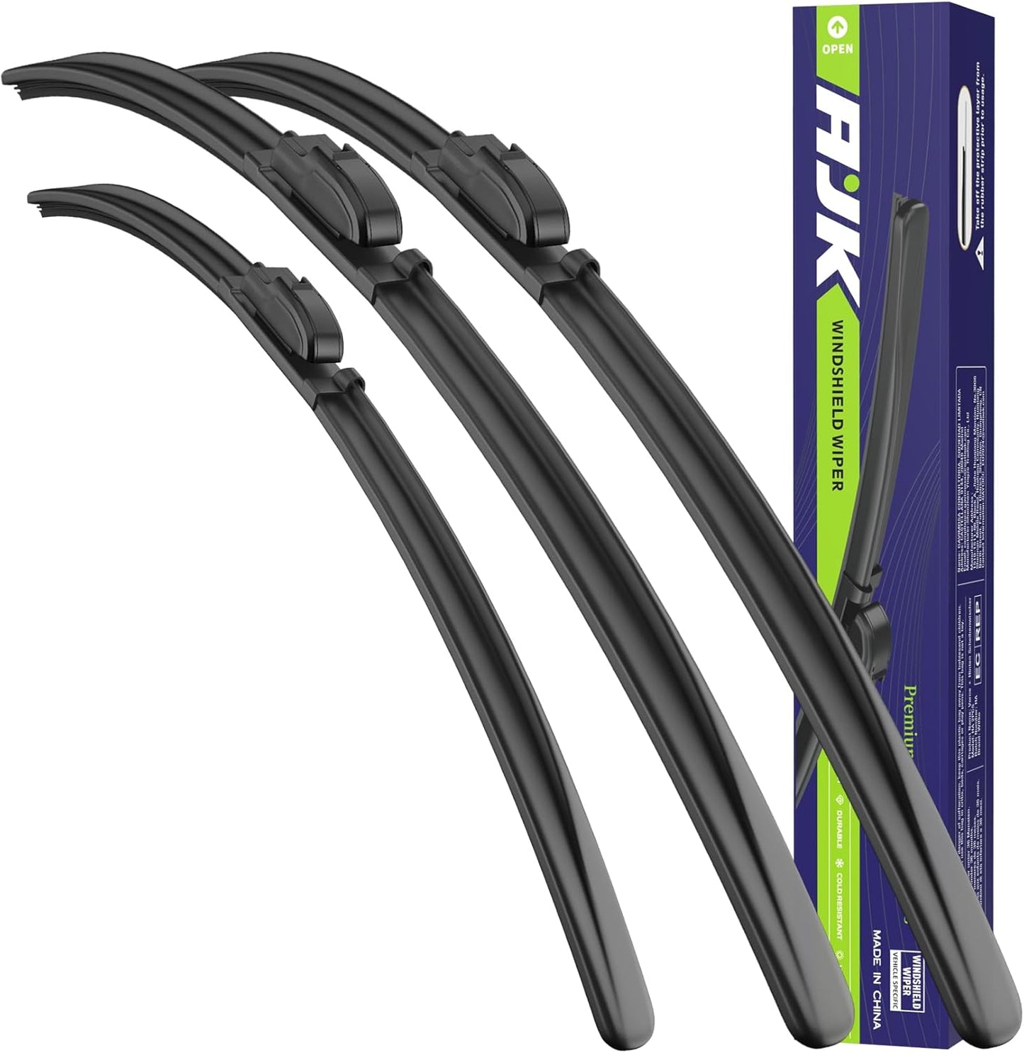 AJK Front Windshield Wiper for Honda Accord Crosstour 2010 2011 2012 2013 2014 2015, Original Equipment Back Window Wipers Blades, Conventional, Vehicle Specific Fit, Pack of 3