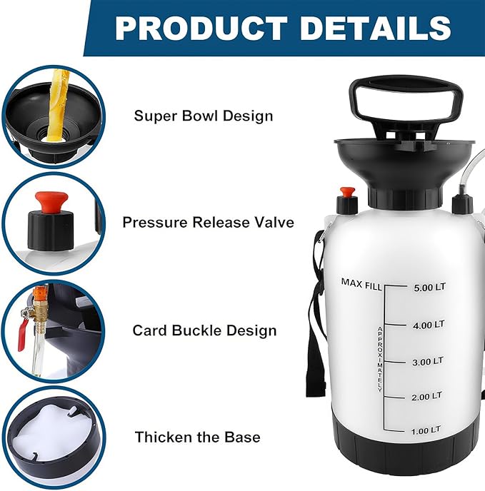 5L Transmission Fluid Pump, Car Transmission Fluid Hand Pump, Transmission Oil Pump, for Automotive Trucks Marine Engines, Teflon Tape & Gloves