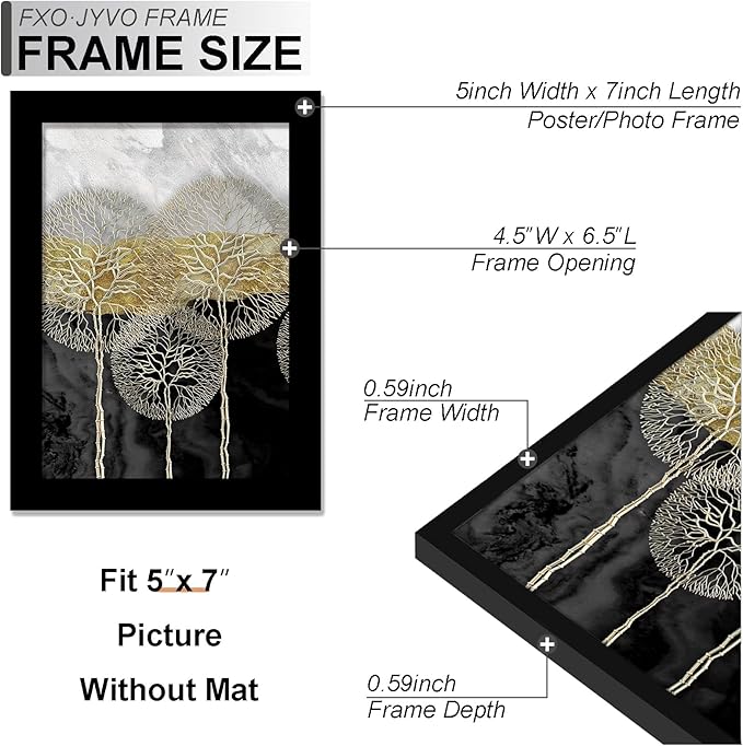 5x7 Picture Frame Set of 3, Display Photo 4x6 with Mat or 5 x 7 Without Mat, Light Weight and High Transparent 5 by 7 Frame for Wall - 3 Pack/Black/5"x7"
