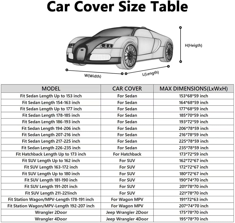 MORNYRAY Waterproof Car Cover All Weather Snowproof UV Protection Windproof Outdoor Full Truck Cover, Universal Fit for (All Black, Fit Truck Length 210-230 inch)