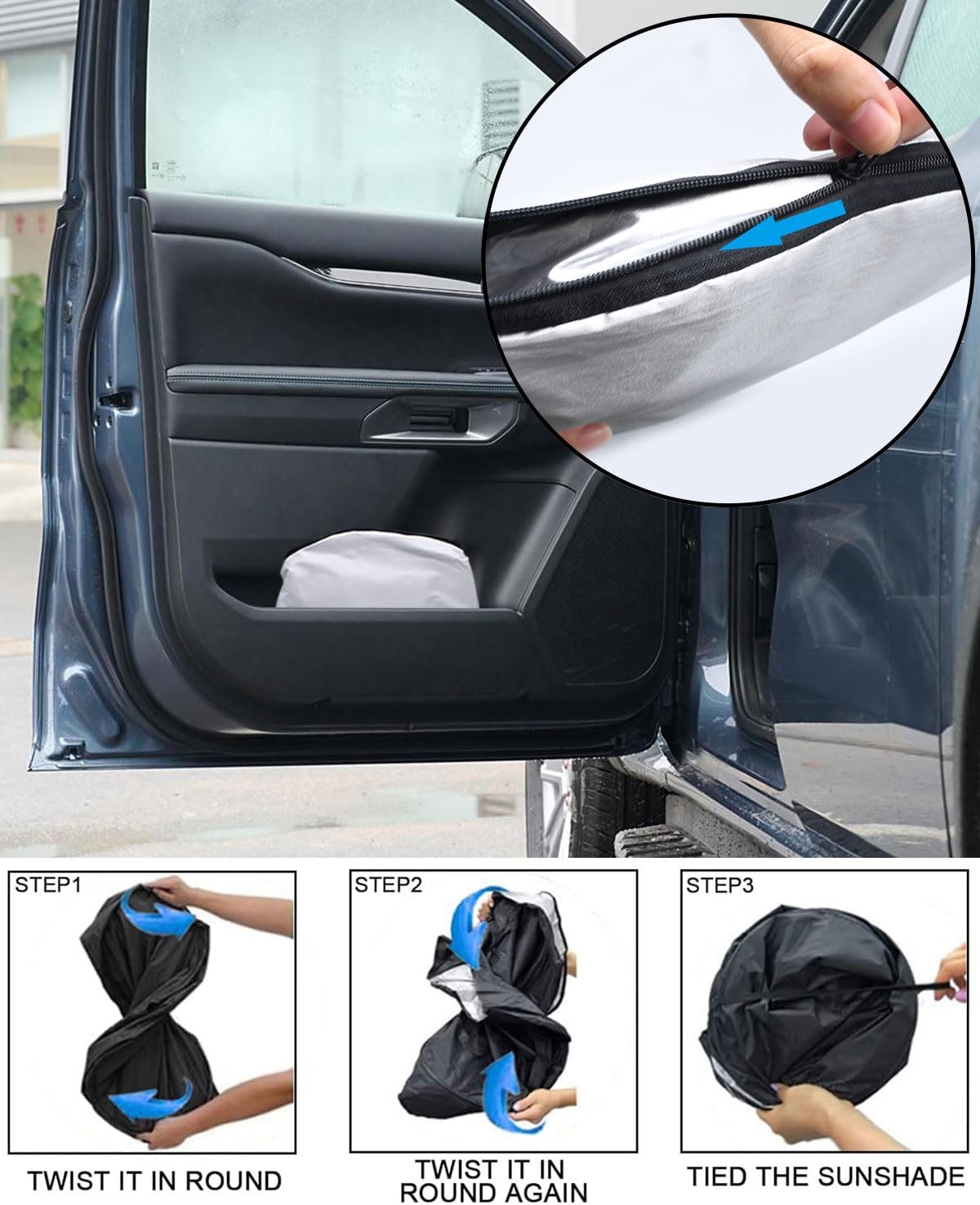2025 Upgrade Front Windshield Sun Shade Foldable Ford Ranger Sun Shade Foldable Car Shade Automotive Windshield Sunshades fit for Ford Ranger 2019-2023 2024 2025 |Keep Car Interior Cooler|