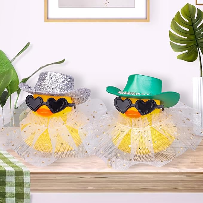 Car Rubber Duck Ornament Cute Duck Car Dashboard Decoration Accessories with Mini Hat Sunglasses and Skirt for Car Dashboard Decoration Accessories(A29), JJ075D2