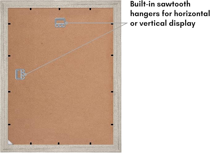 Americanflat 11x14 Picture Frame with Shatter-Resistant Glass - Set of 2 - Use as 8x10 Frame with Mat or Display 11x14 Photo Without Mat - Signature Collection - Picture Frames for Wall - Driftwood