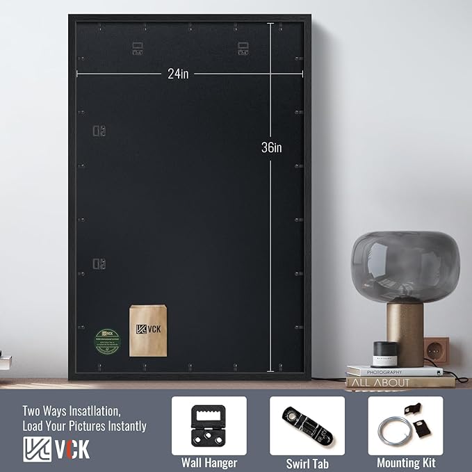 VCK 24x36 Poster Frames Black Set of 6, Wide Border Wood Picture Frame, Multi-Directional Display Family Photos, Office Prints, Studio/Gallery Art, Woodgrain Series, Wall Hanging
