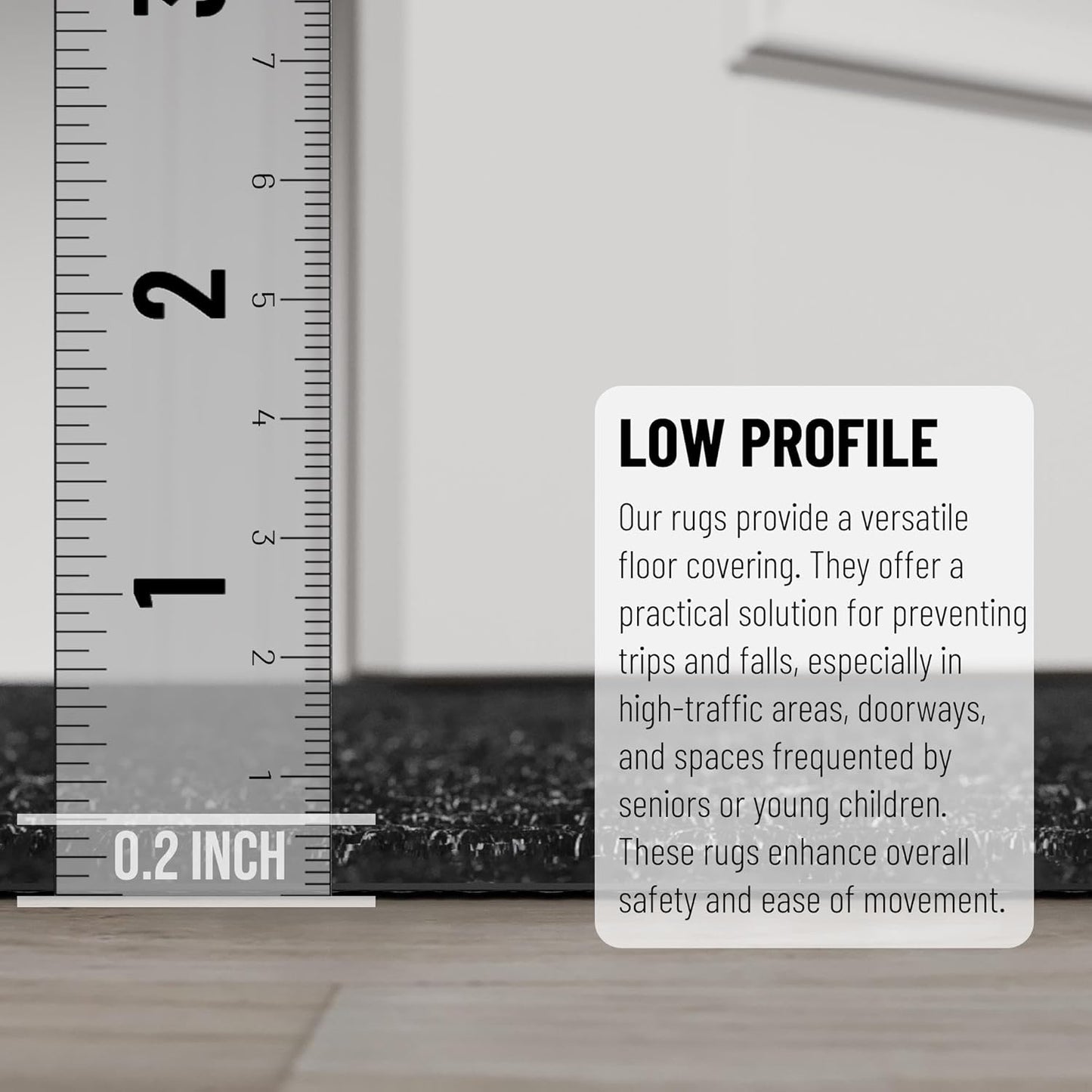 Ottomanson 6'6" x 24' Hallway Runner with Scraper Pile - Extra Durable Non-Slip Rug Mat for Indoor & Outdoor Use - Ideal for Kitchen, Entryway & Garage - High-Traffic Carpet, Black