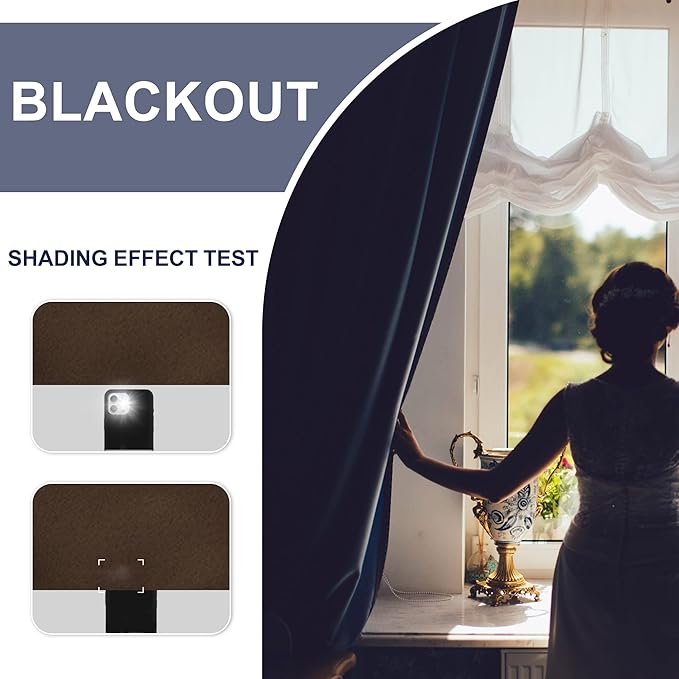 JIUZHEN Blackout Curtains for Bedroom - 60 Inch Wide Thermal Insulated Room Darkening Privacy Soundproof Curtains for Living Room, Set of 2 Panels with Tiebacks, 60 x 63 inches, Brown