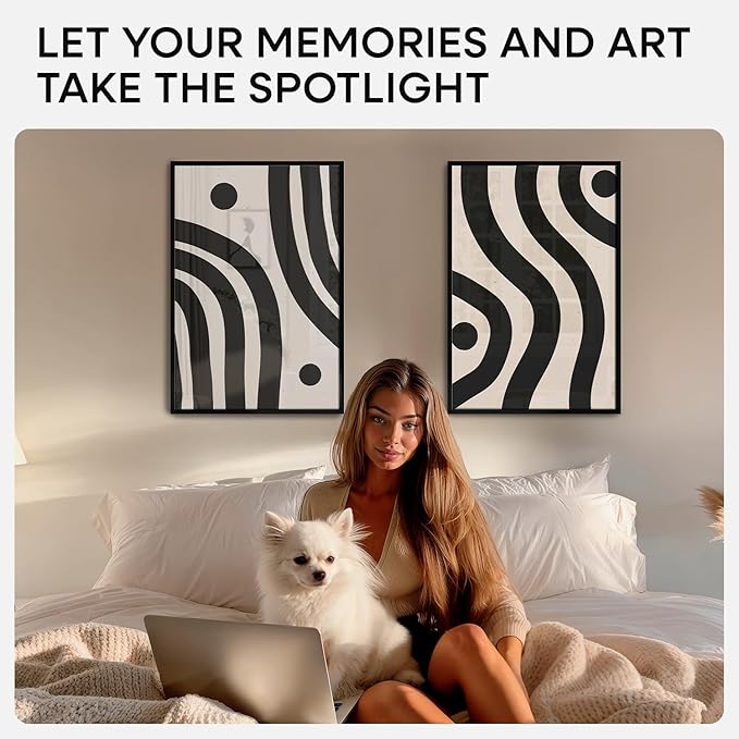 Homeforia 13x19 Picture Frame Black, High End Metal 13 x 19 Poster Frames with Mat 11 x 17 for Photo, 13x19 Black Frame Matted to 11x17 inch Print, 19x13 Thin Frame, Tempered Glass, Wall Kit, Set of 3
