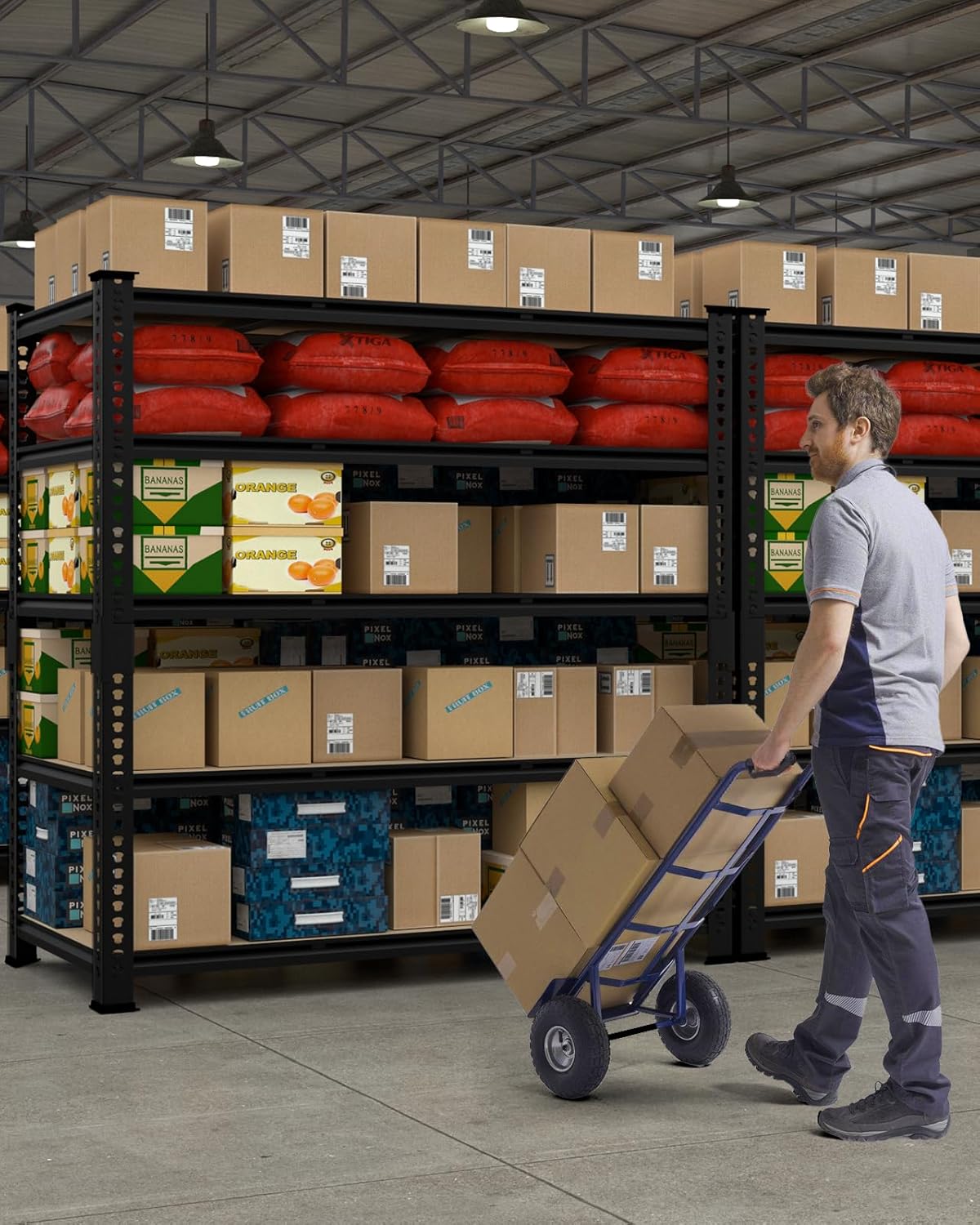 PrimeZone Heavy Duty Garage Storage Shelves - 48" W X 24" D X 72" H Adjustable Metal Shelving Unit, 5 Tier Industrial Shelves for Storage Standing Utility Rack for Warehouse, Basement, Black, 2 Pack