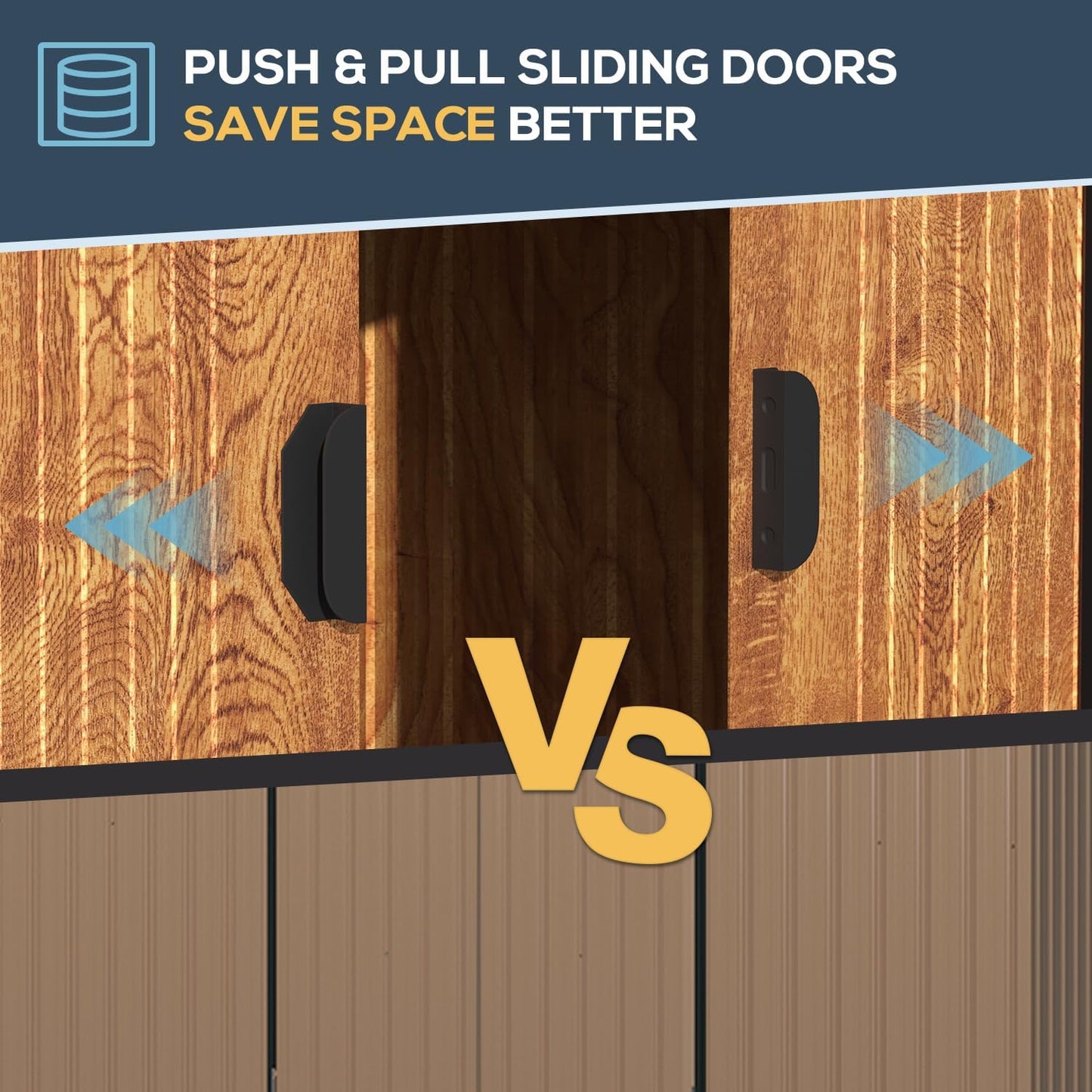 U-MAX Shed 8x6 Woodgrain Outdoor Storage Shed, Metal Outside Storage Garden Sheds & Outdoor Storage with Sliding Doors, 6x8 Tool Shed Outdoor Cabinet for Backyard Lawn and Outside Use