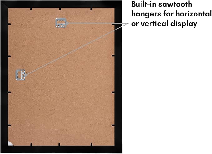 Americanflat 11x14 Picture Frame in Black - Displays 8x10 With Mat and 11x14 Without Mat - Composite Wood with Shatter Resistant Glass - Horizontal and Vertical Formats for Wall - Set of 2
