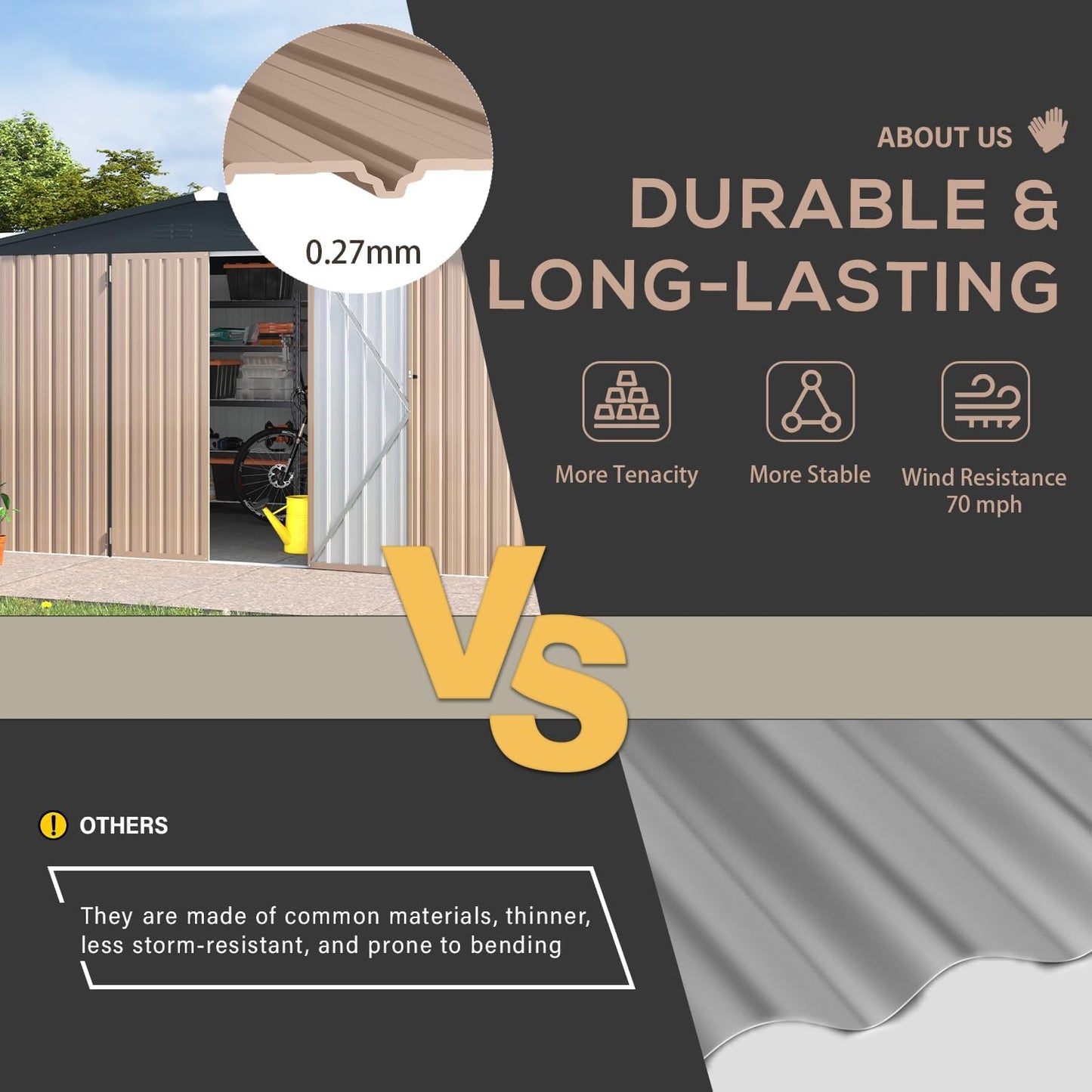 U-MAX 12' x 10' Metal Storage Shed for Ourdoor, Extra Large Yard Steel Shed (116 Sq.Ft Land) with Design of Lockable Doors, Tool and Utility Storage for Backyard, Garden, Patio, Outside use