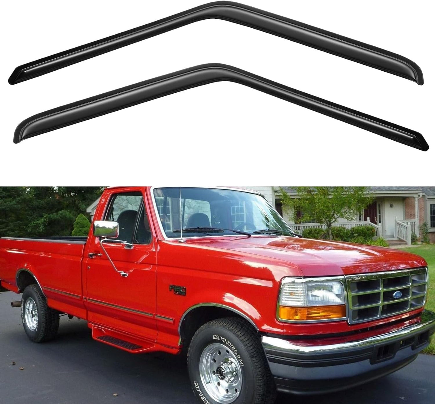 Window Visors Rain Guards for 1980-1996 Ford Bronco, Out-Channel Window Vent Wind Deflectors Visors Shades for 80-96 F150 F250 F350 Standard Cab, for 2 Front Doors