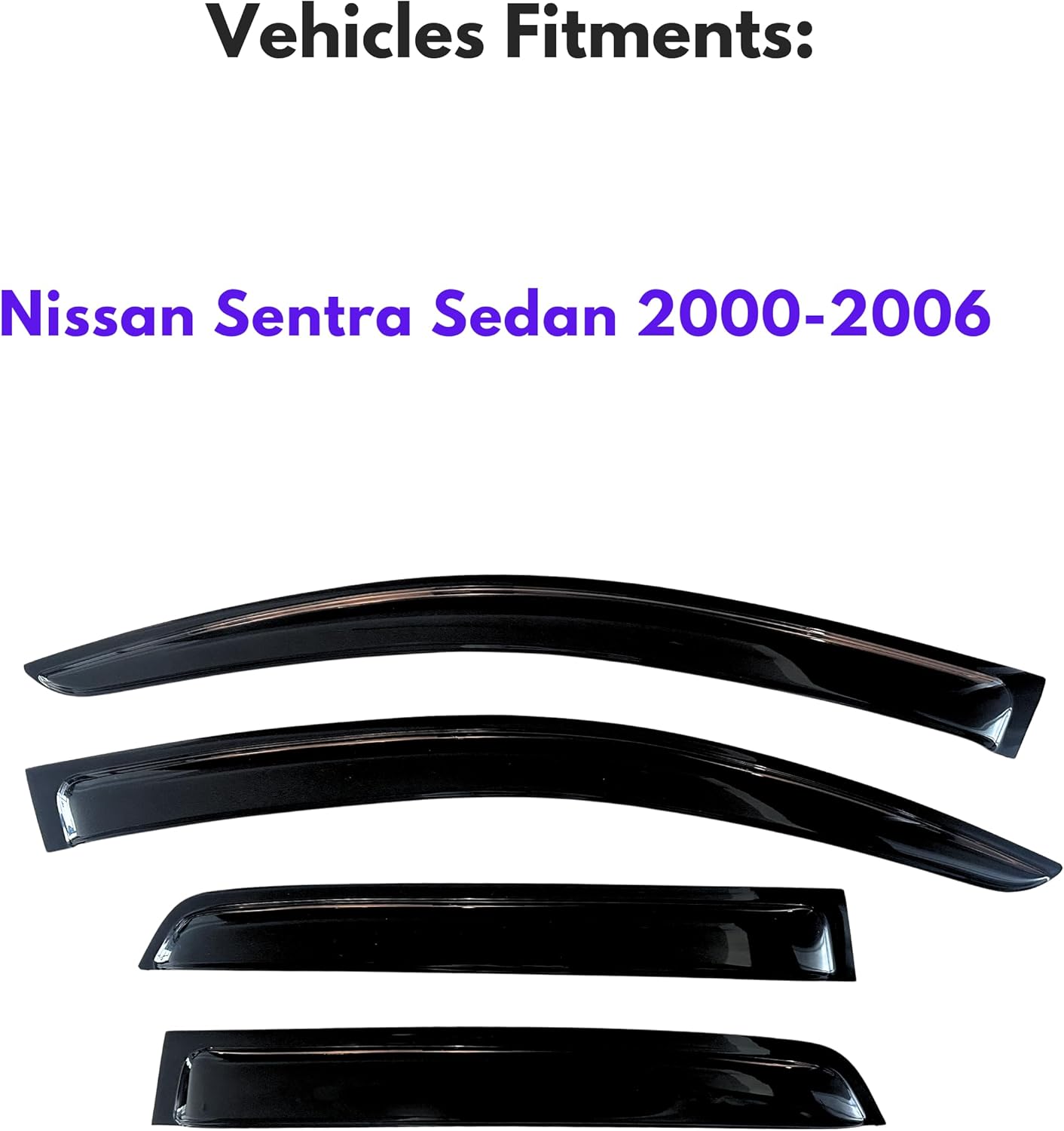 KPY Window Visor Compatible with Nissan Sentra Sedan 2000-2006, 4PC Rain Guard Side Window Vent Deflectors Tape-On Style, 2000 2001 2002 2003 2004 2005 2006