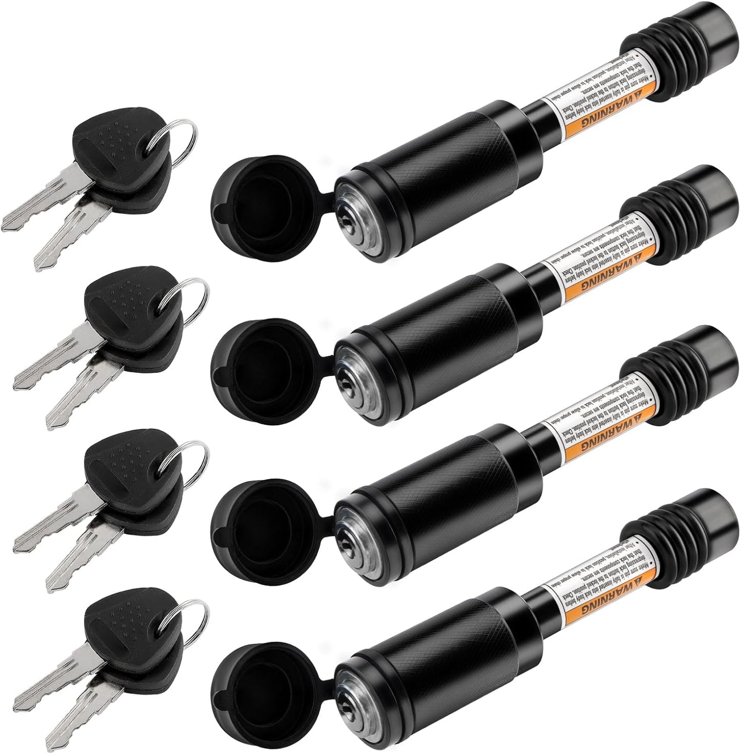 Trailer Hitch Locks, Hitch Lock with 5/8'' Pin Fits Class III IV 2" Hitch Receivers, Tow Hitch Lock with Anti-Rattle O-Rings for Trailer Truck Car Boat (4 Pack)