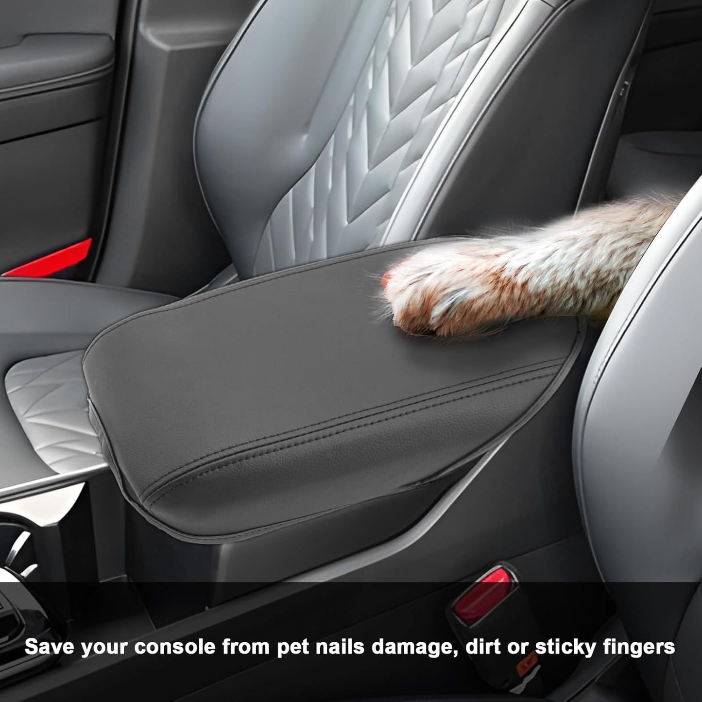 SXCY for 2024 2025 Sportage Armrest Cover for Kia Sportage 2024 2025 Accessories 2023 2024 2025 Sportage Center Console Cover 2024 2025 Sportage Middle Console Cover (Black Leather Cover)