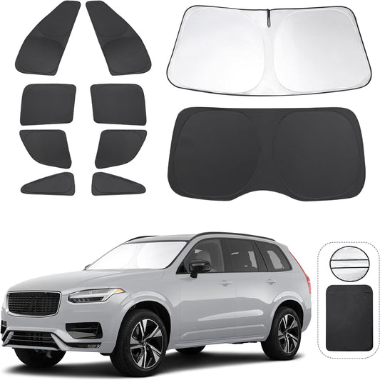 TINGLU Window Shades for Volvo XC90 2016-2024 2025 Accessories Car Side Full Windows Rear Triangular Windshield Sun Shade Sun UV Rays & Privacy Protection for Camping,Napping,and Relaxing 10PCS