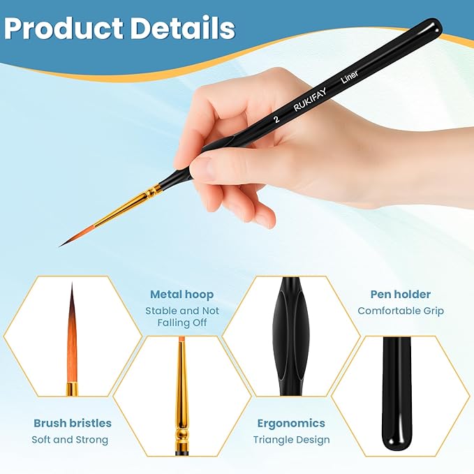 Paint Brushes Set Art Supplies, 11 PCS Miniature Paint Brushes for Acrylic Painting with Triangular Handles, Artist Gifts for Oil, Face Ceramics Model Detailing Watercolor Art Drawing Black