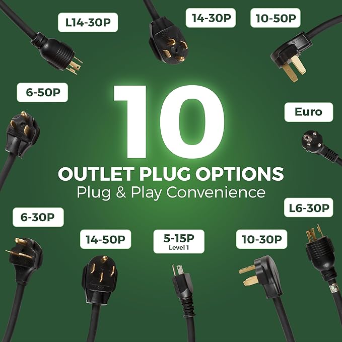 PRIMECOM Level 2 EV Charger 220/240V, 16A, 30ft & 50ft, Portable EVSE Electric Vehicle Charging Cable Compatible with Bolt Volt Leaf BMW i3 Fiat 500e Clarity NIRO Prius (50 Feet, 10-50P)