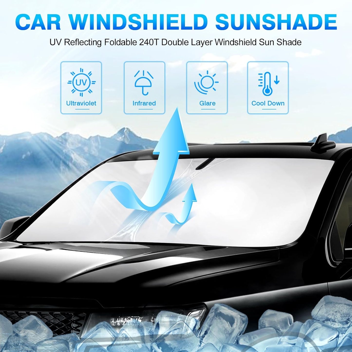 KUST Windshield Sun Shade for Toyota Tacoma 2016-2025 2026 Accessories 2Dr 4Dr Pickup Truck, Custom Fit Car Front Window Sunshade Sun Visor Protector Foldable Blocks UV Rays Keep Car Cooler