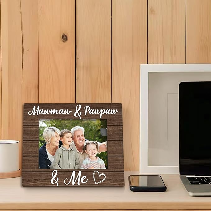 Mawmaw and Pawpaw Picture Frame 5x7, Grandparents Photo Frame, Christmas Birthday Gift for Grandparents from Grandkids, Mawmaw and Pawpaw and Me Wooden Picture Photo Frames for Home Room Decor