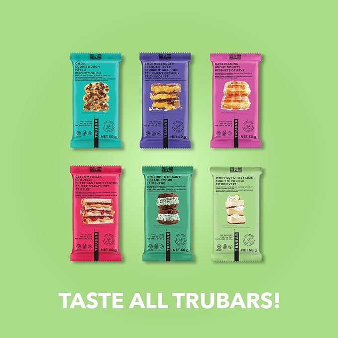 TRUBAR Vegan Protein Bar, Whipped for Key Lime, Gluten Free, Plant Based, High Fiber, Dairy Free, Low Fat, Non GMO, No Sugar Alcohols, 12G Lean Protein, 13G Fiber, Healthy Snack Bars, 12 CT