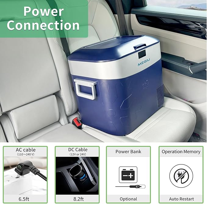 Car Refrigerator Portable Car Fridge 12V Refrigerator 23 Quart (22 Liter) Freezer Compressor Cooler 12V/24V DC 110～240 V AC for Outdoor Camping Travel Home Use -18℃~+15℃ (Blue)