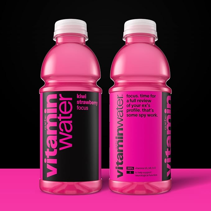 vitaminwater Focus Kiwi Strawberry Nutrient Enhanced Flavored Water Beverage, 20 fl oz Bottles, 12 Pack