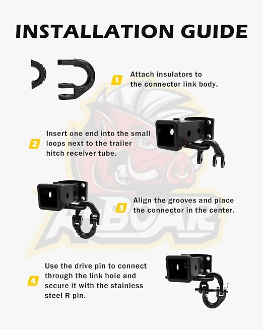 1/2 Safety Chain Connector Link, 2pack Hammerlock Coupling Link for Trailer Chains Connect, Drop Forged Steel Tow Hitch Safety Chain Connector Link, Black