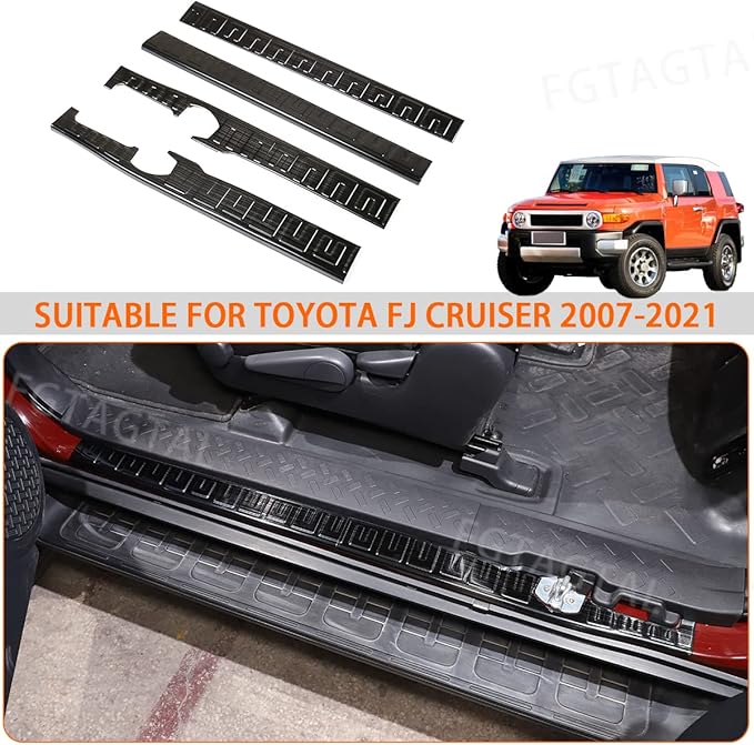 Car Door Sill Guard Cmpatible with Toyota FJ Cruiser 2007-2021, Outer Door Entry Guards Threshold Strip, Auto Stainless Threshold Protection Guards (4PCS)
