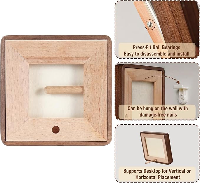 HELPLEX 4x4 Matted to 3x3 Square Picture Frame Set of 2 - Natural Walnut Wood with HD Tempered Glass, Convertible Design for Wall or Tabletop Display - Art Gallery & Luxury Home Office Decor