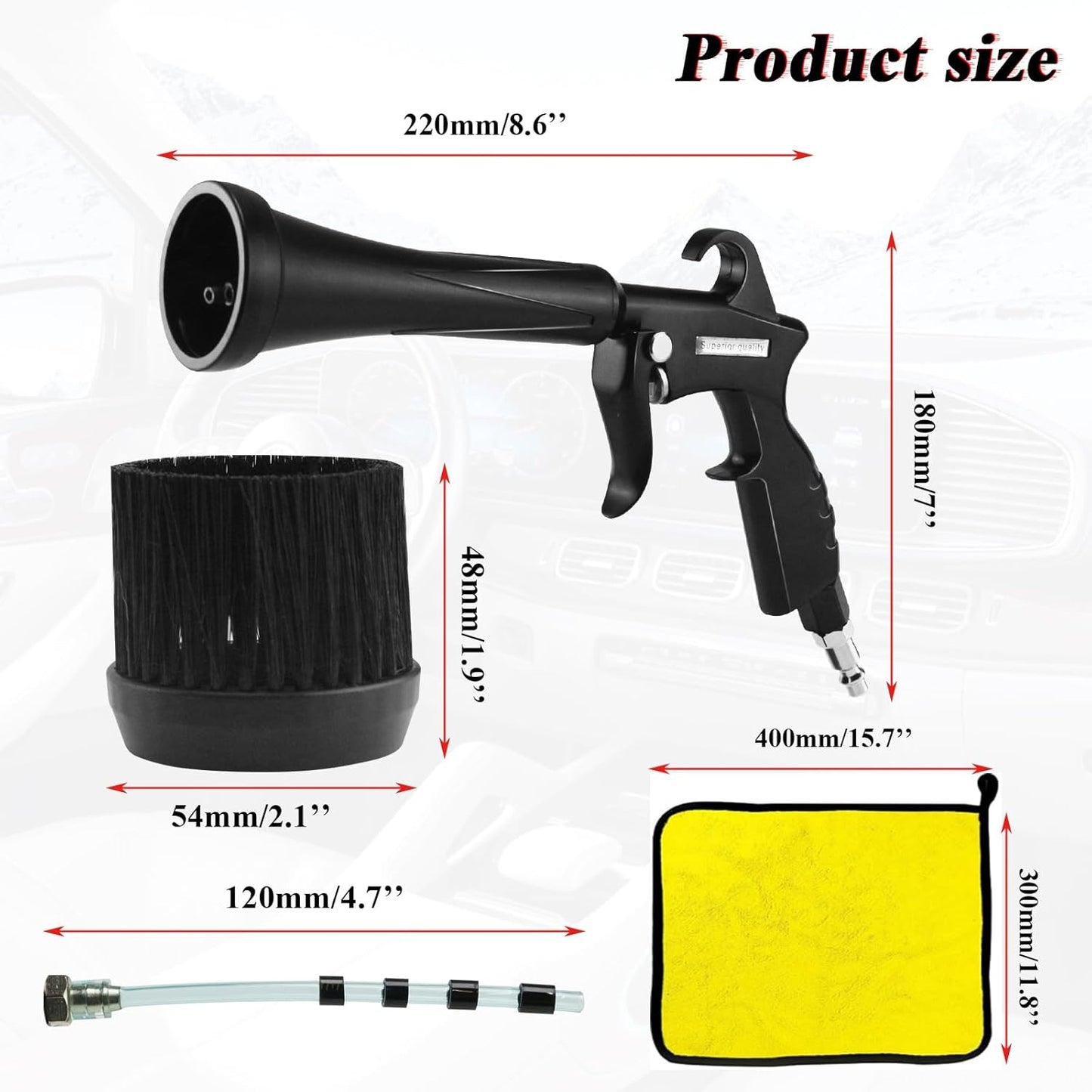 HANDY Tornado Air Cleaning Gun with Rubber Guard and Brass Adjustable Air Flow Nozzle Air Gun for Compressor Pneumatic Tool for Dust Cleaning Car Detailing
