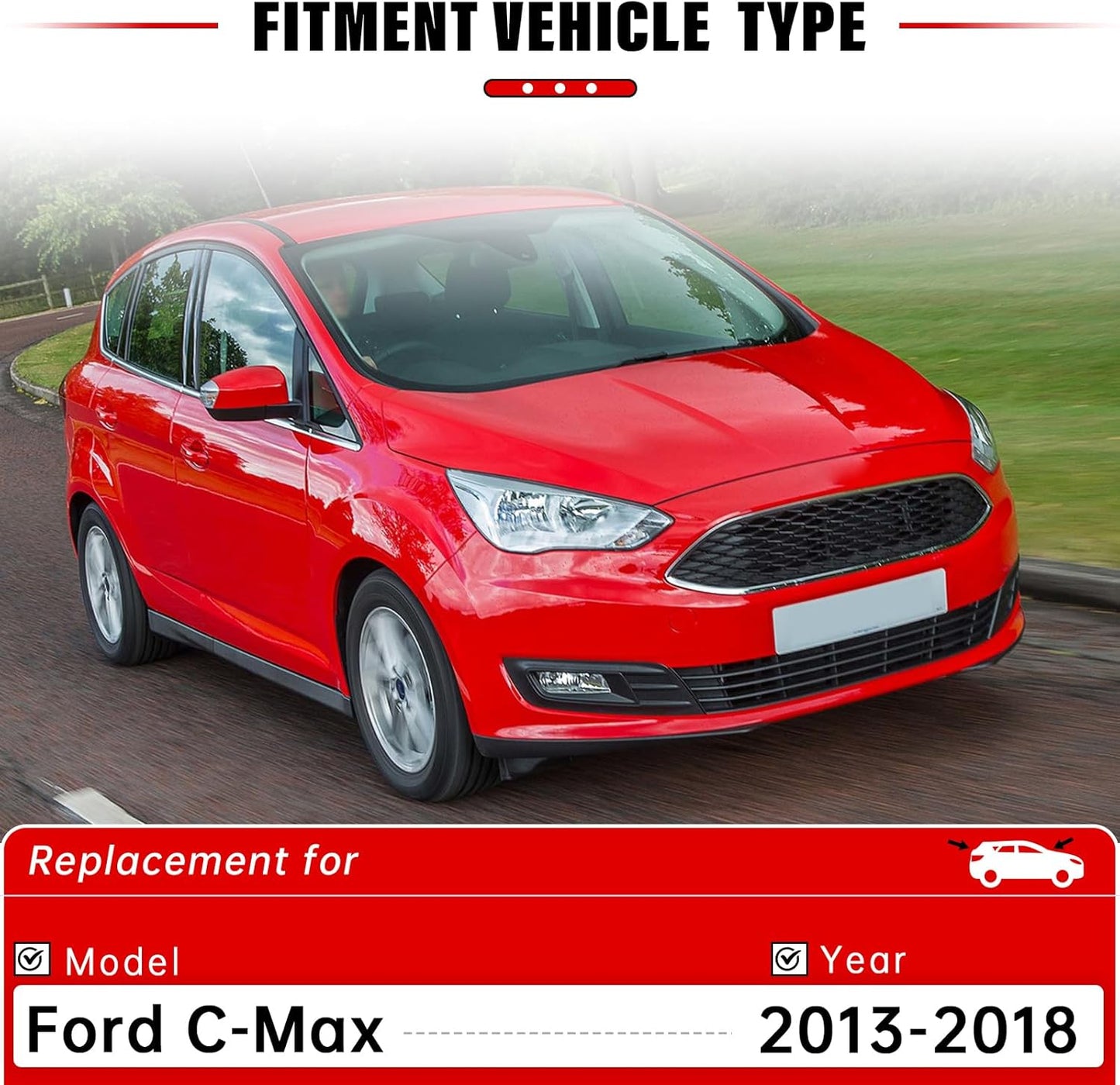 Windshield Wiper Blades Replacement for Ford C-Max Cmax 2013 2014 2015 2016 2017 2018 Original Factory Quality Front Rear Wipers Blade Set for My Car - 28" 26" 12" (Pack of 3)