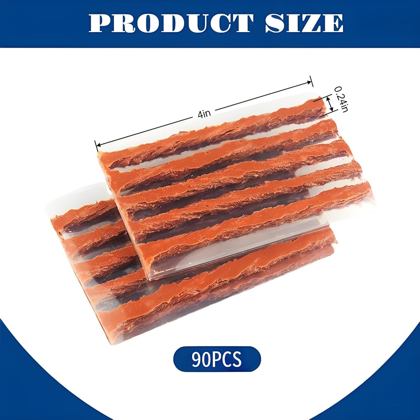 90PCS 4" Tire Repair Strings, Brown Automotive Tool Tire Repair Plugs, Tire Plugs Heavy Duty Tire Sealing Strip for Tubeless Tires Car, Bike, ATV
