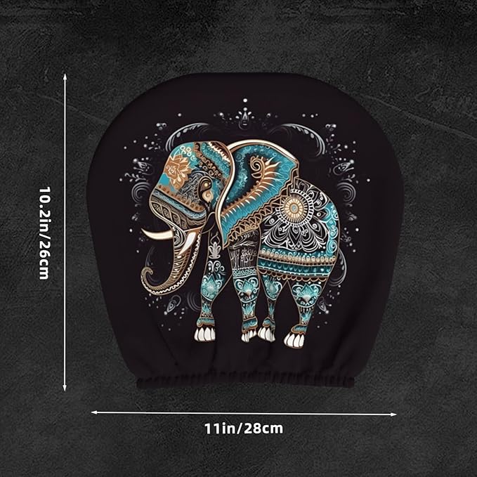 Dujiea 2 Pack Mandala Tribe Elephant Car Headrest Covers, Universal Soft Car Seat Head Rest Cover Protector, Vehicle Accessories Fabric Headrest Cover for Cars Vans Trucks
