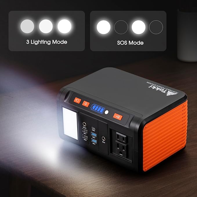 Takki Solar Generator 250W Portable Power Station with 40W Solar Panels 222Wh Pure Sine Wave Camping Lithium Battery Power Bank with AC 110V Outlet for Camping Home Use Emergency Outdoor