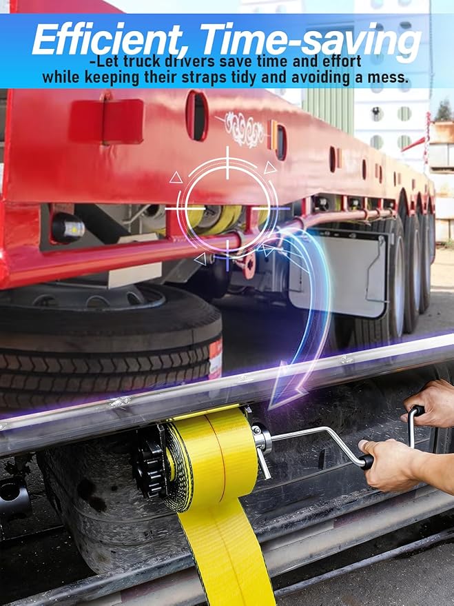 Heavy Duty Winch Strap Winder for Flatbed Trailer, Solid Steel Winding Straps Roll-up Hand Roller, Tie-Downs Winch Straps for Truck Trailer -4pcs