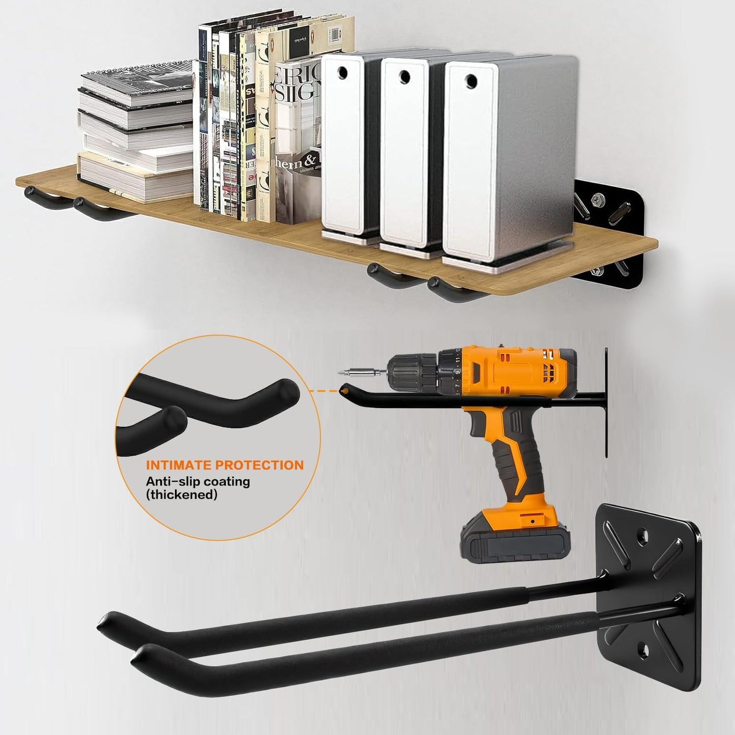 20 Pack Garage Storage Hooks Heavy Duty, Steel Bike Hook for Garage Organization, Utility Wall Mount Hooks with Anti-Slip Coating for Hanging Ladder, Ropes, Bike, Outdoor, Garden and Power Tool